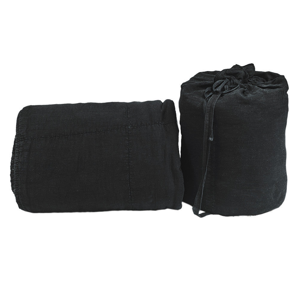 Edredon de lino puro lavado negro con funda