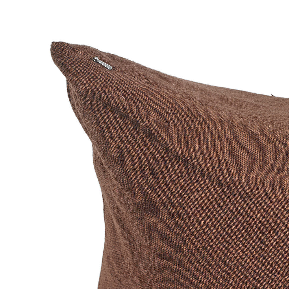 PAISLEY EMBROIDERED CUSHION COVER· PURE WASHED LINEN · TERRRACOTTA