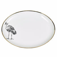 SET OF 2 OVAL PLATES · LIMOGES PORCELAIN · CRANE MOTIF