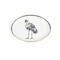 SET OF 2 OVAL PLATES · LIMOGES PORCELAIN · CRANE MOTIF