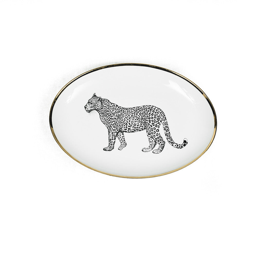OVAL SIDE PLATE · LIMOGES PORCELAIN · LEOPARD MOTIF