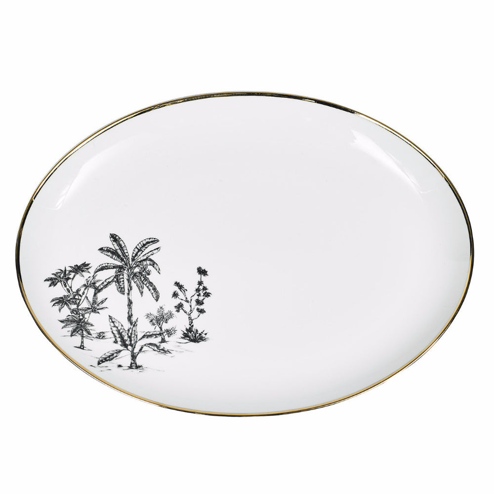 OVAL PLATTER · LIMOGES PORCELAIN · PALM MOTIF