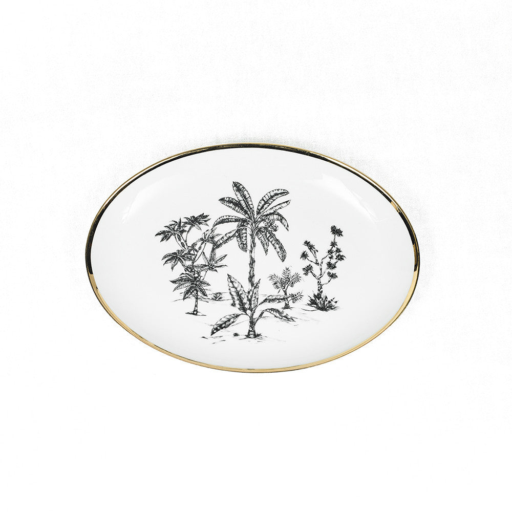 OVAL SIDE PLATE · LIMOGES PORCELAIN · PALM MOTIF