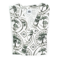 Bata de cama de lino puro lavado con diseño de toile de palmiers