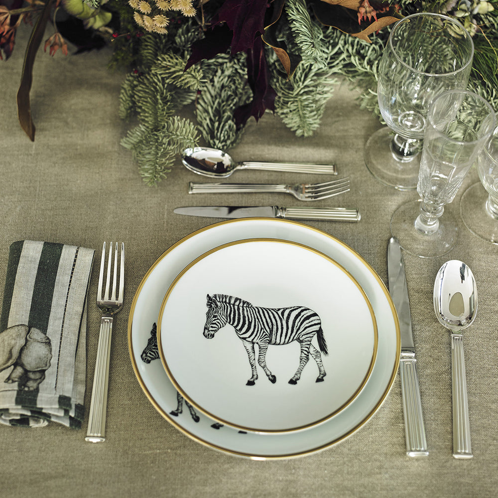 DINNER PLATE · LIMOGES PORCELAIN · ZEBRA MOTIF
