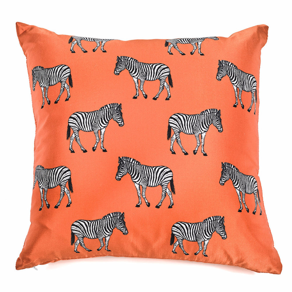 CUSHION COVER · SILK · ZEBRA ORANGE MOTIF