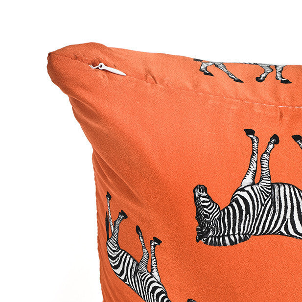 CUSHION COVER · SILK · ZEBRA ORANGE MOTIF