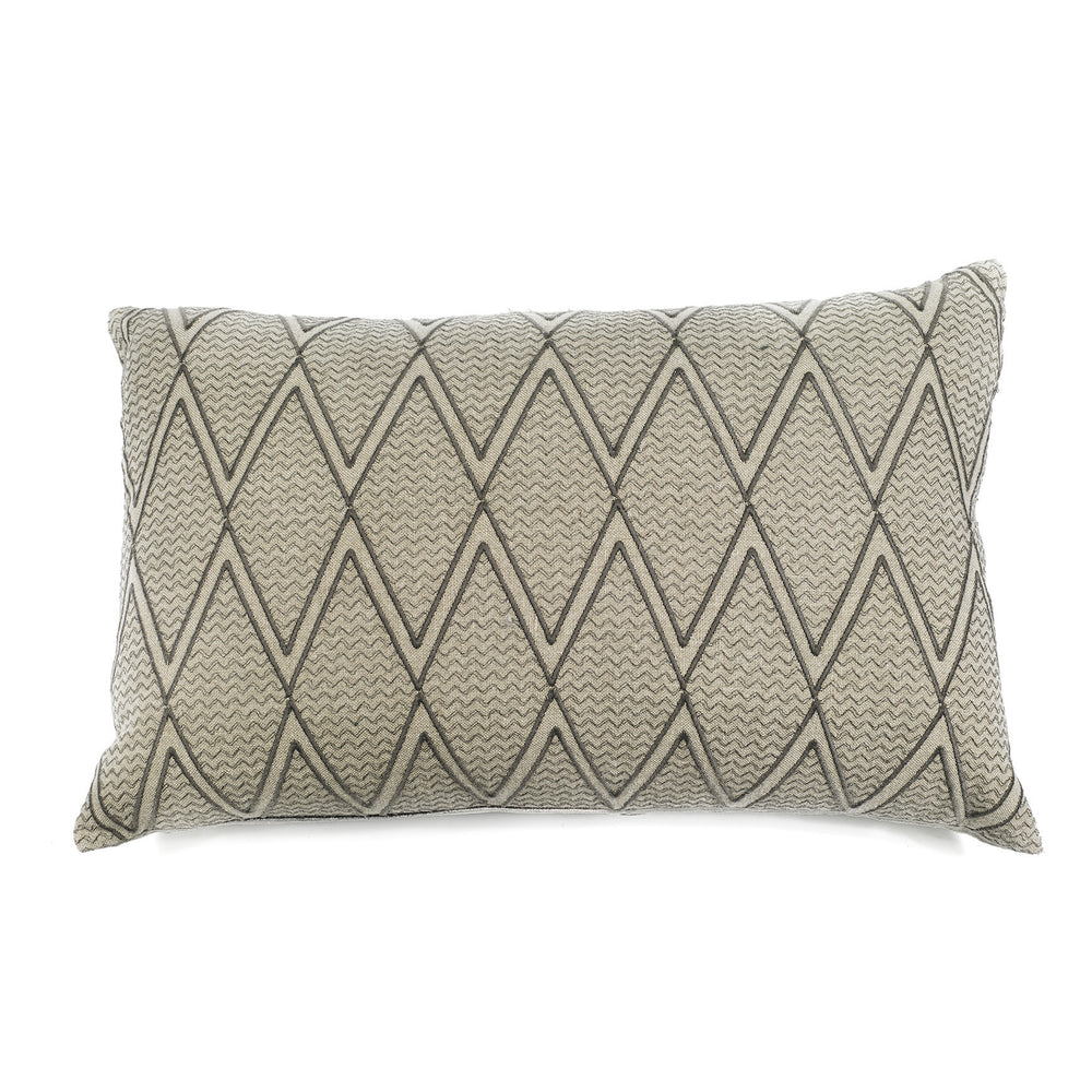 SWAHILI AND KENYA EMBROIDERED CUSHION COVER · LINEN AND VELVET · GREY