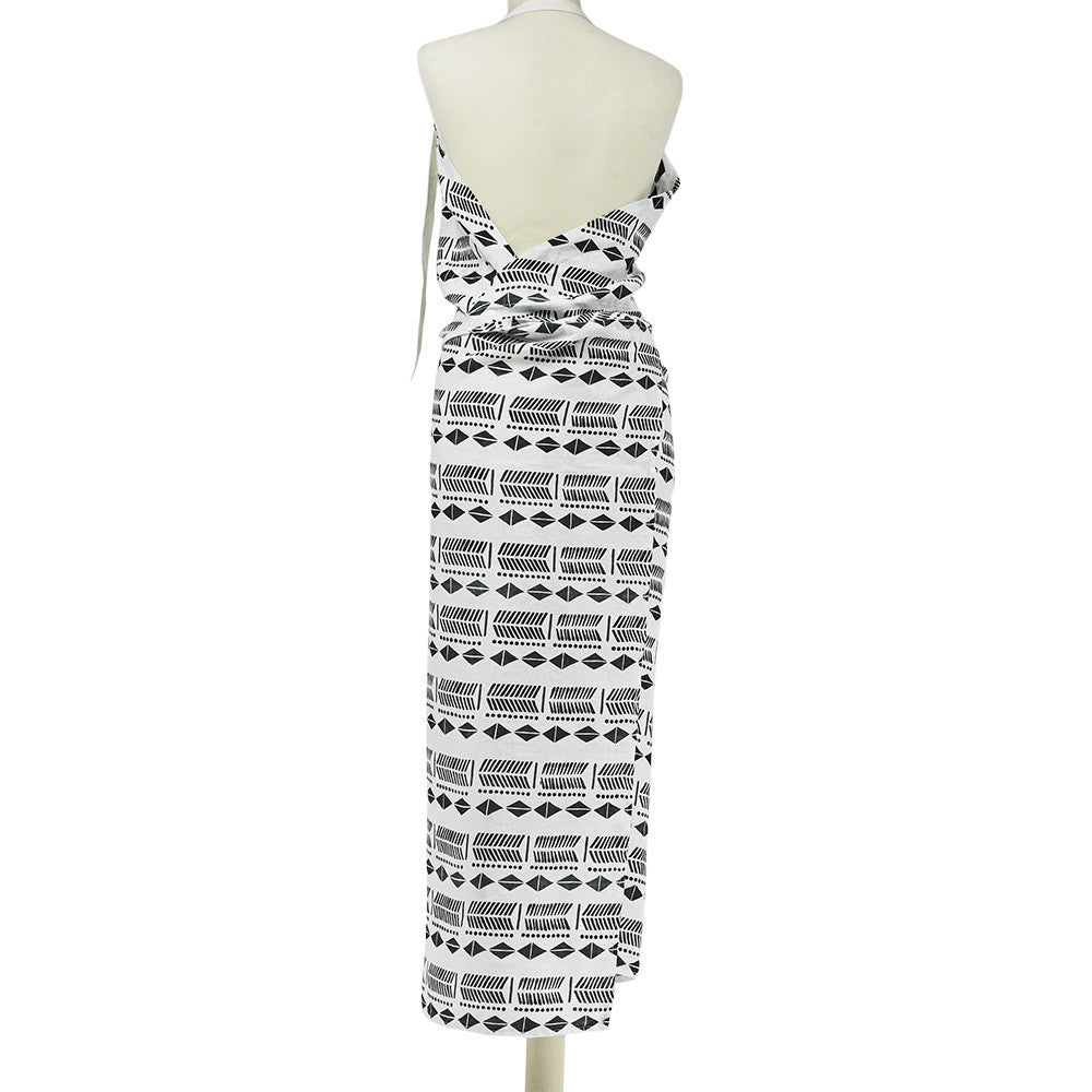 APRON · PURE WASHED LINEN · NDEBELE MOTIF WHITE/BLACK