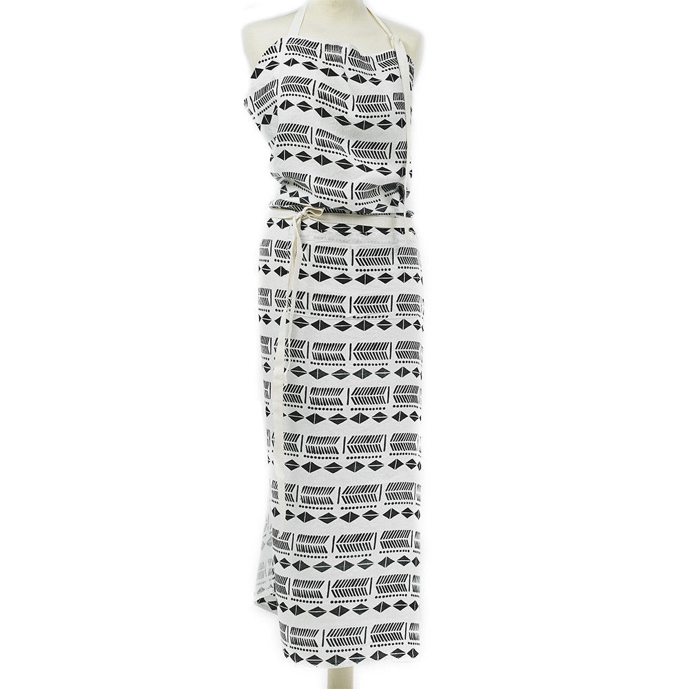 APRON · PURE WASHED LINEN · NDEBELE MOTIF WHITE/BLACK
