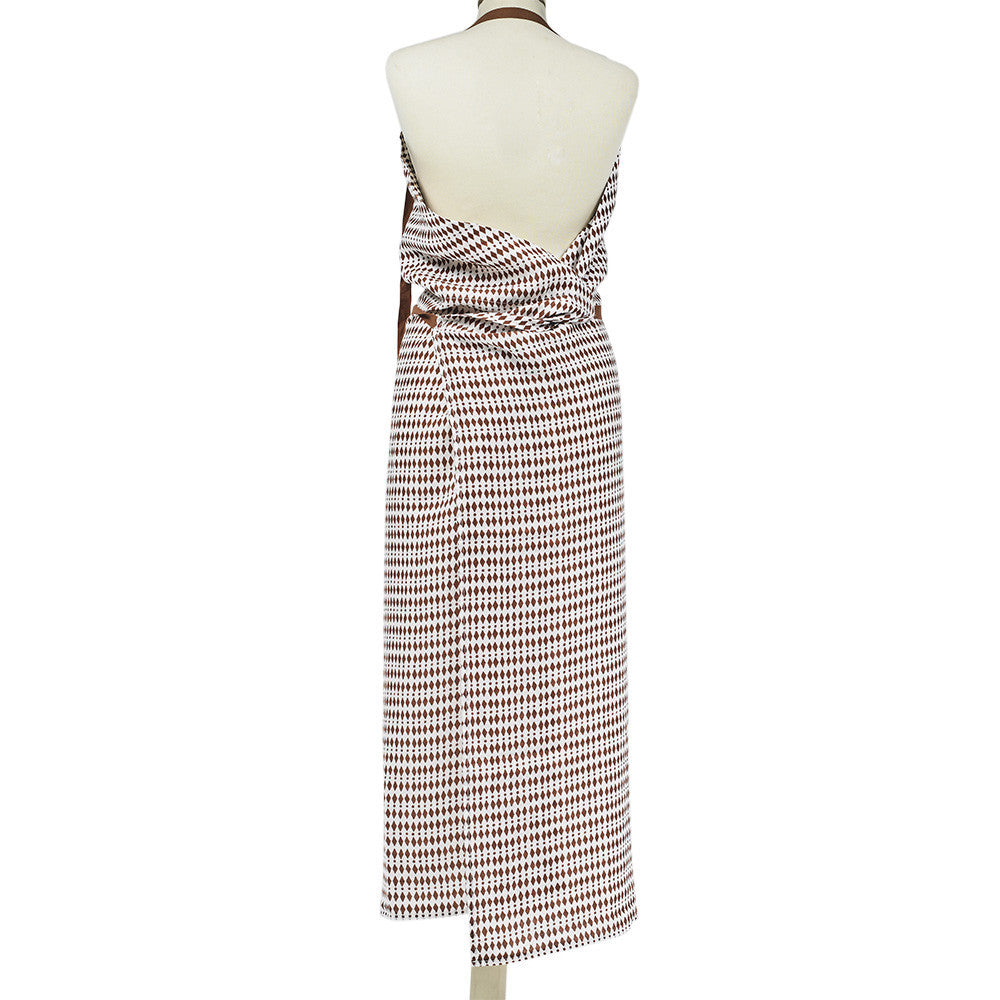APRON · PURE WASHED LINEN · KALAHARI MOTIF WHITE/TERRACOTTA