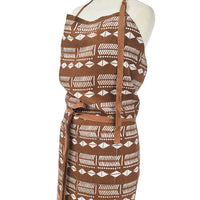 APRON · PURE WASHED LINEN · NDEBELE MOTIF TERRACOTTA/WHITE