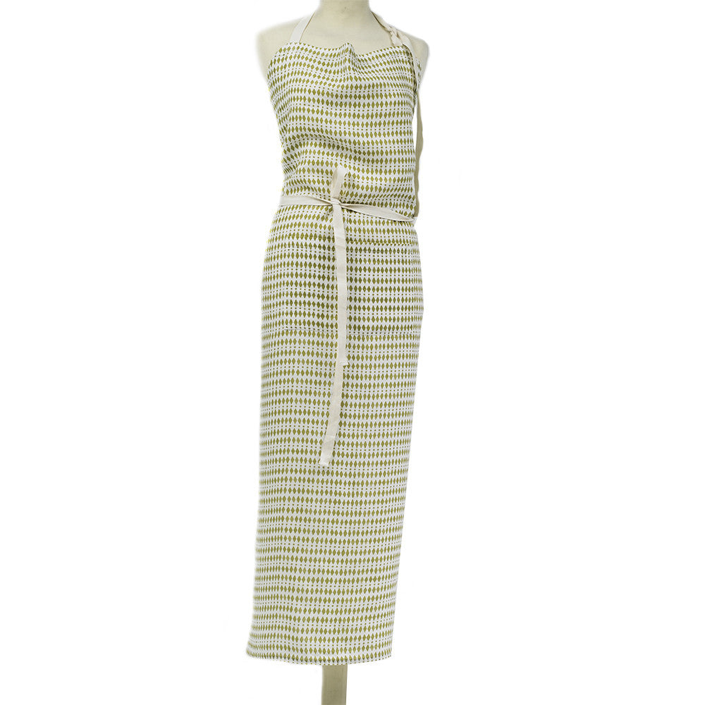 APRON · PURE WASHED LINEN · KALAHARI MOTIF WHITE/LIME