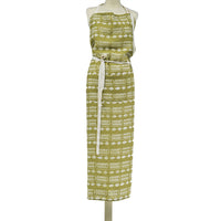 APRON · PURE WASHED LINEN · NDEBELE MOTIF LIME/WHITE