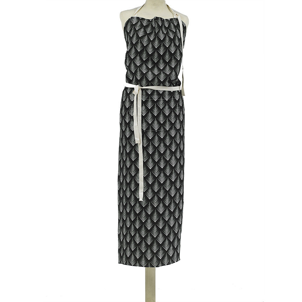 APRON · PURE WASHED LINEN · NAMIBIA MOTIF BLACK/WHITE