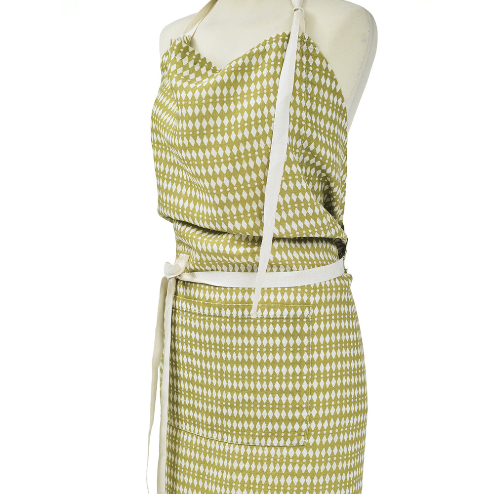 APRON · PURE WASHED LINEN · KALAHARI MOTIF LIME/WHITE