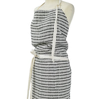 APRON · PURE WASHED LINEN · KALAHARI MOTIF WHITE/BLACK
