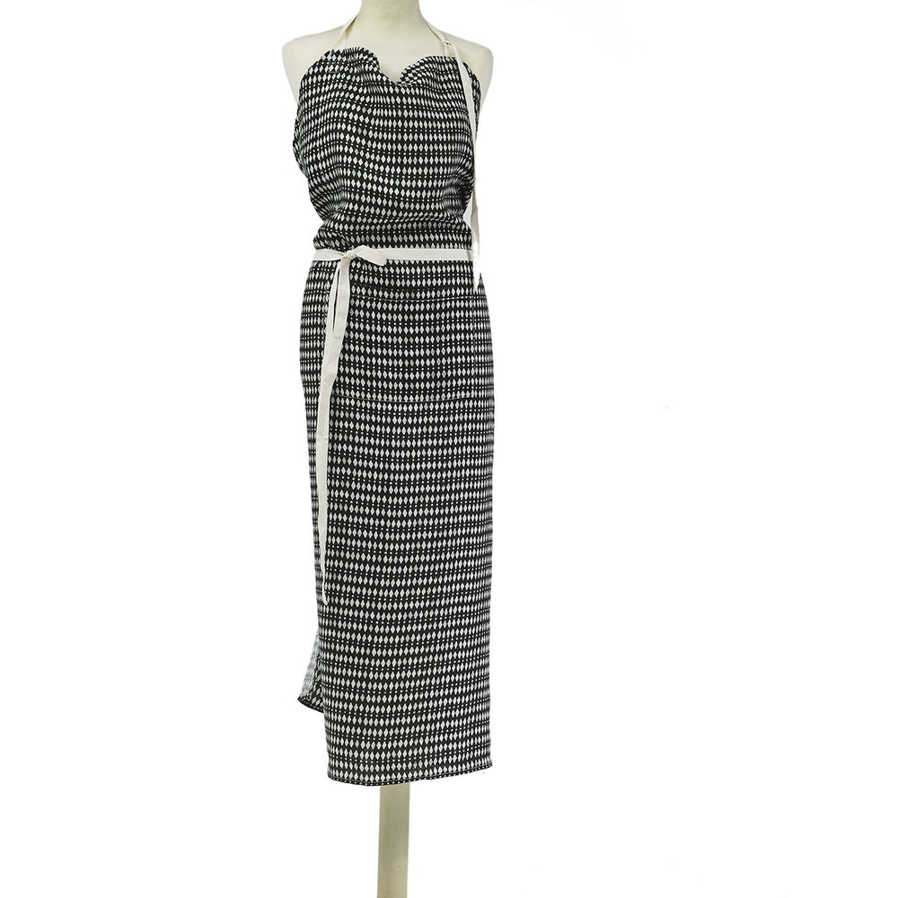 APRON · PURE WASHED LINEN · KALAHARI MOTIF BLACK/WHITE