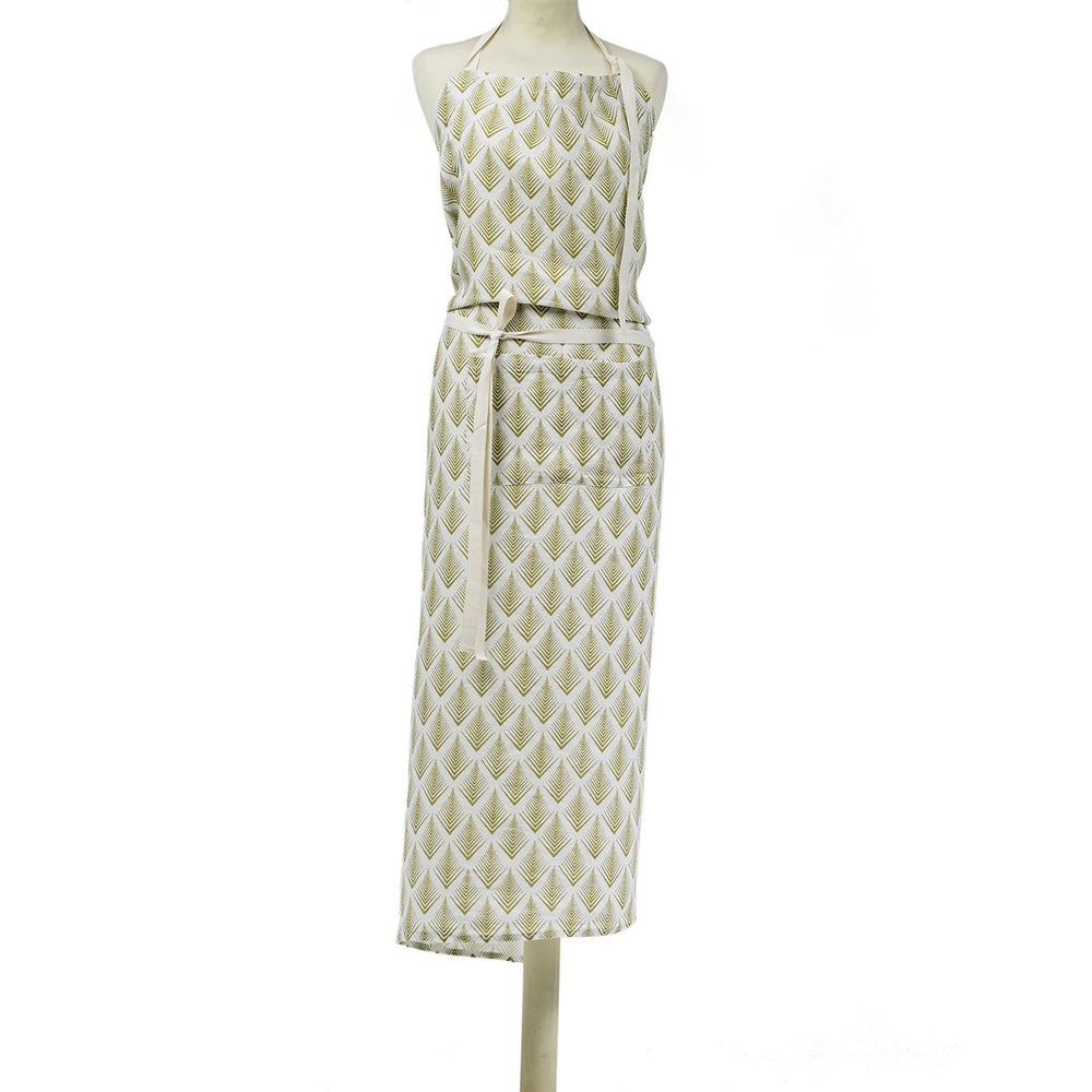 APRON · PURE WASHED LINEN · NAMIBIA MOTIF WHITE/LIME