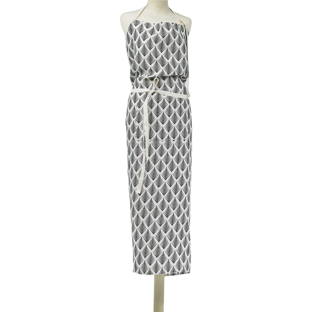 APRON · PURE WASHED LINEN · NAMIBIA MOTIF WHITE/BLACK