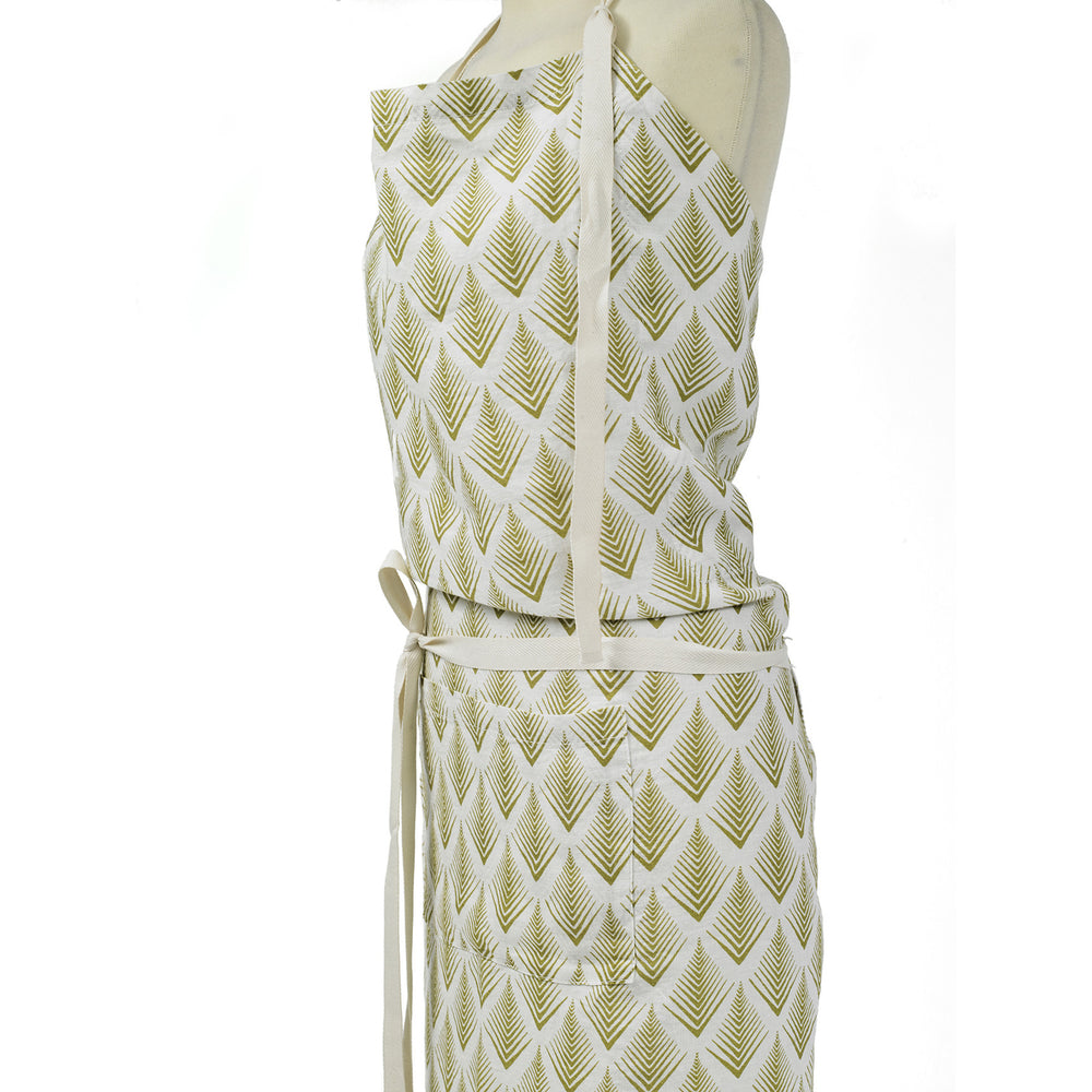 APRON · PURE WASHED LINEN · NAMIBIA MOTIF WHITE/LIME