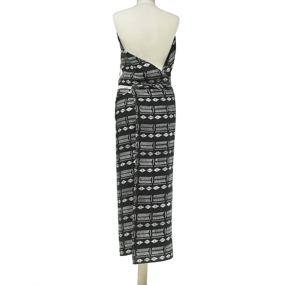 APRON · PURE WASHED LINEN · NDEBELE MOTIF BLACK/WHITE