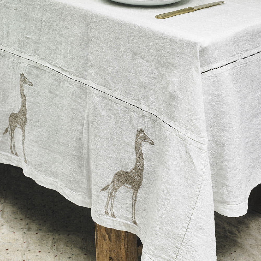 EMBROIDERED TABLECLOTH · PURE WASHED LINEN · IVORY/BEIGE