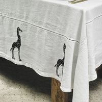 EMBROIDERED TABLECLOTH · PURE WASHED LINEN · IVORY/BLACK