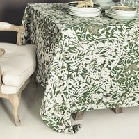 TABLECLOTH · PURE WASHED LINEN · GREEN CONGO MOTIF