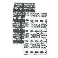 TEA TOWEL · PURE WASHED LINEN · NDEBELE MOTIF · BLACK (SET OF 2)