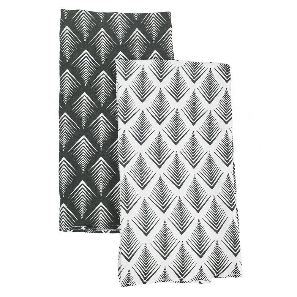 TEA TOWEL · PURE WASHED LINEN · NAMIBIA MOTIF · BLACK (SET OF 2)