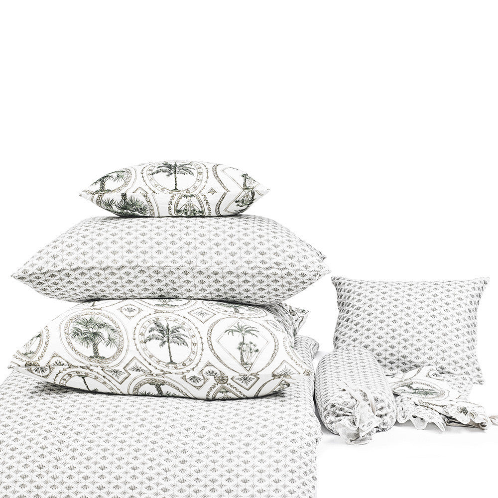 PILLOW CASE · PURE WASHED LINEN · TOILE DE PALMIERS MOTIF