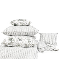 PILLOW CASE · PURE WASHED LINEN · TOILE DE PALMIERS MOTIF