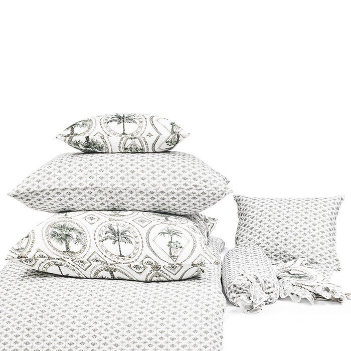 PILLOW CASE · PURE WASHED LINEN · TOILE DE PALMIERS MOTIF