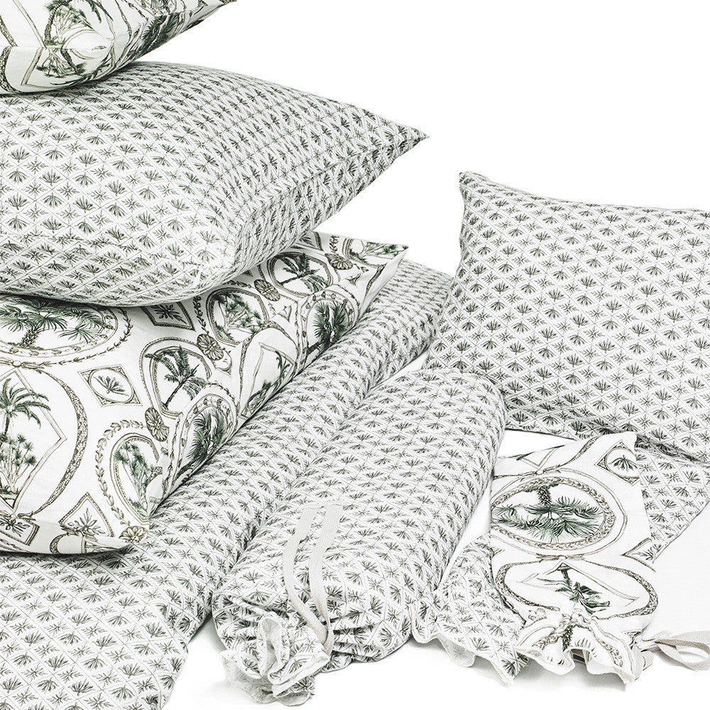 DUVET COVER · PURE WASHED LINEN · TOILE DE PALMIERS MOTIF