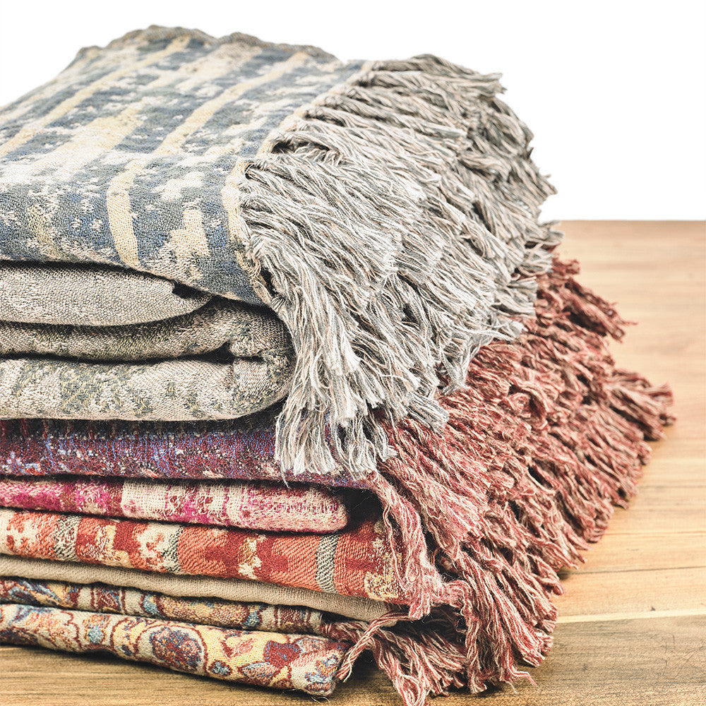 BLUE AND BROWN WOOL BLANKET
