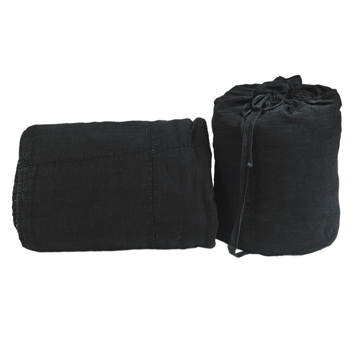 Edredon de lino puro lavado negro con funda