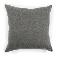 PAISLEY EMBROIDERED CUSHION COVER · PURE WASHED LINEN · LEAD GREY