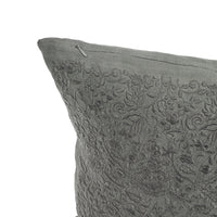 PAISLEY EMBROIDERED CUSHION COVER · PURE WASHED LINEN · LEAD GREY