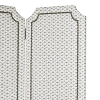 Biombo tapizado de lino lavado con estampado de toile de palmiers