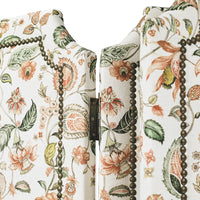 Biombo de madera tapizado con lino estampado con diseño paisley