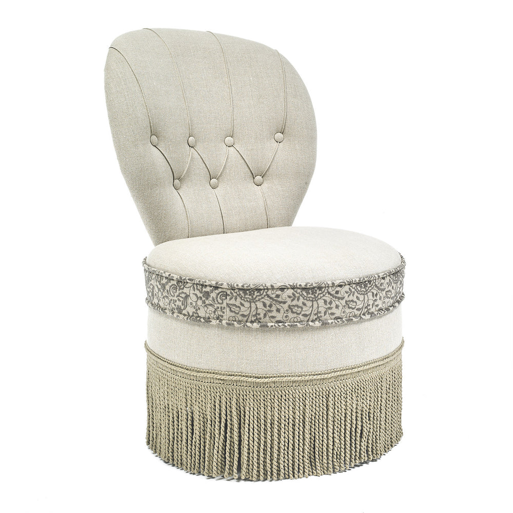 EMBROIDERED BEDROOM CHAIR · PURE WASHED LINEN · BEIGE