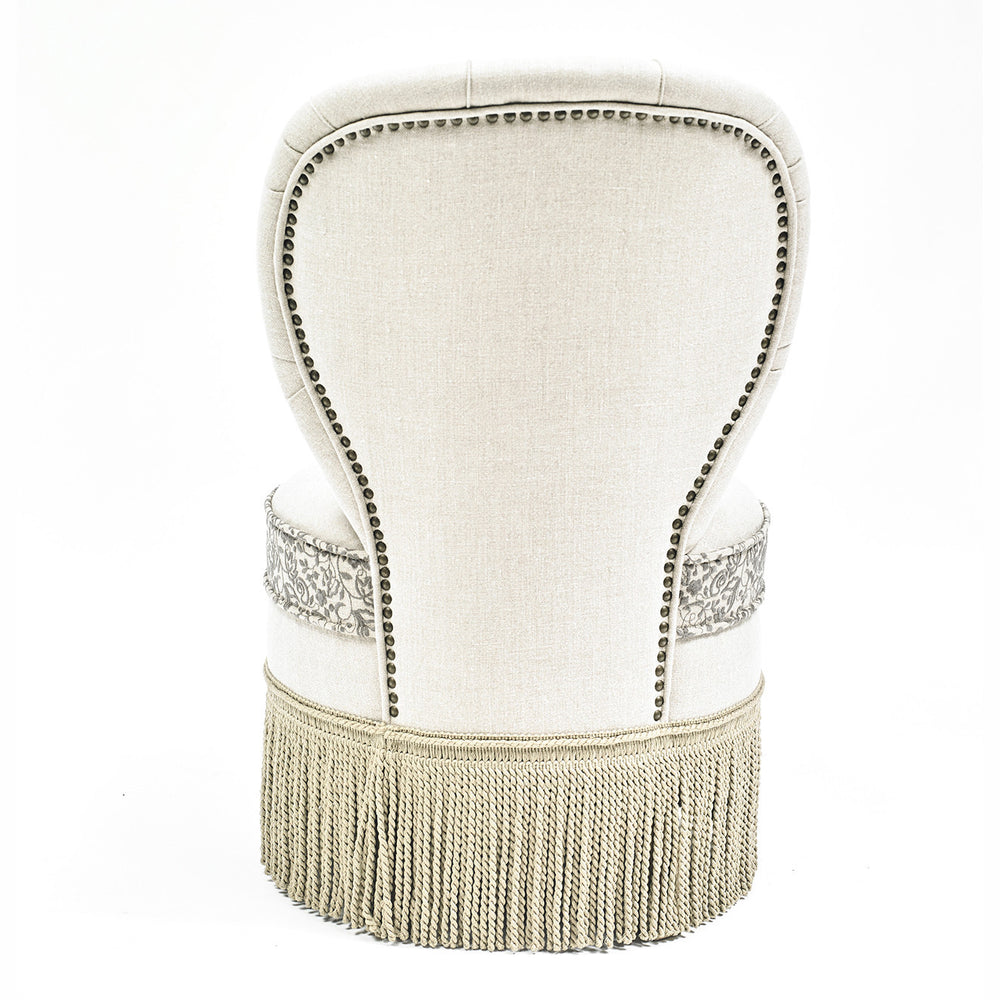 EMBROIDERED BEDROOM CHAIR · PURE WASHED LINEN · BEIGE