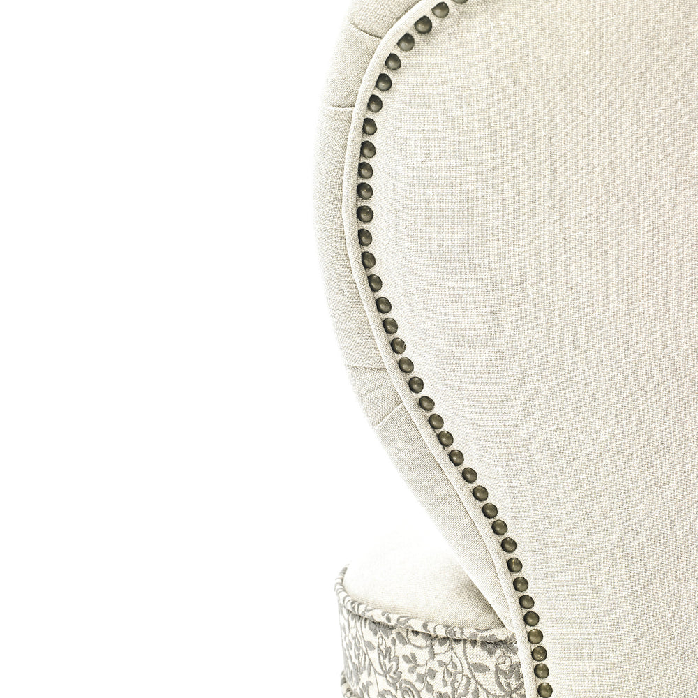 EMBROIDERED BEDROOM CHAIR · PURE WASHED LINEN · BEIGE
