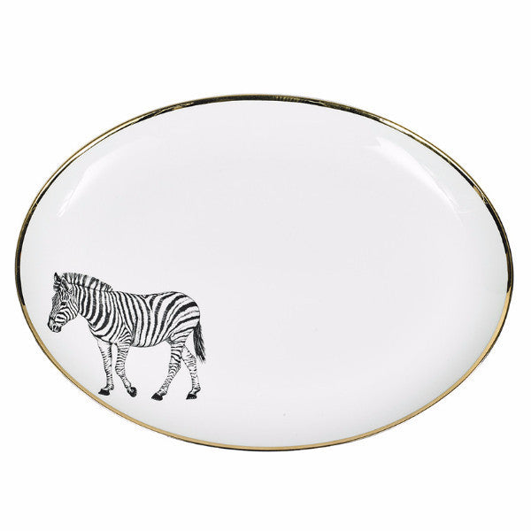 OVAL PLATTER · LIMOGES PORCELAIN · ZEBRA MOTIF
