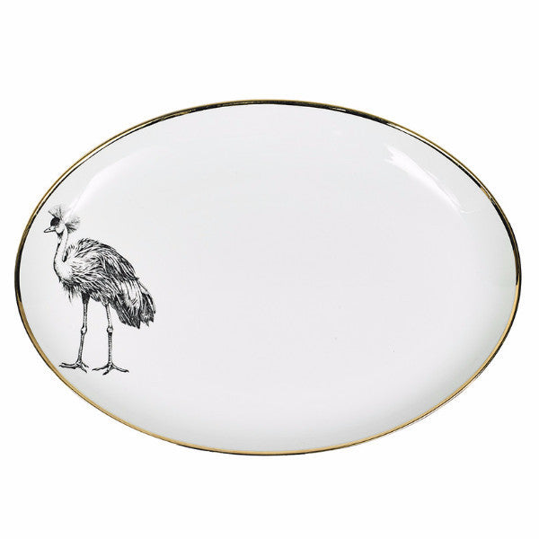 OVAL PLATTER · LIMOGES PORCELAIN · CRANE MOTIF
