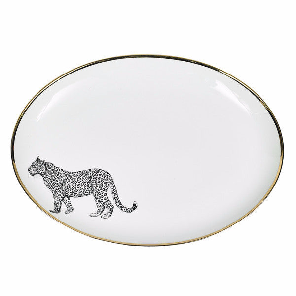OVAL PLATTER · LIMOGES PORCELAIN · LEOPARD MOTIF