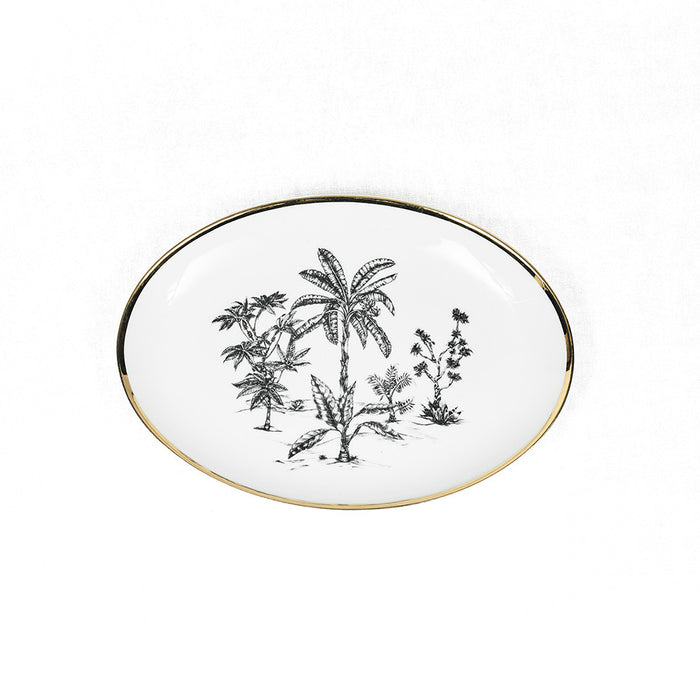 OVAL SIDE PLATE · LIMOGES PORCELAIN · PALM MOTIF