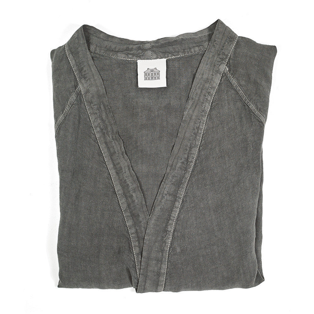 DRESSING GOWN · PURE WASHED LINEN · LEAD GREY