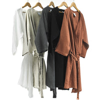 Batas de cama de lino lavado. Marfil, beige,terracota, gris oscuro y negro